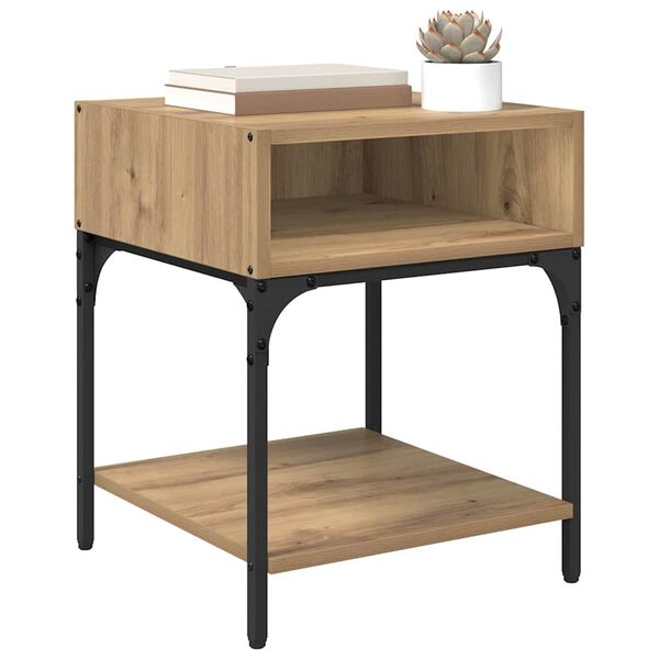 vidaXL Sengebord Artisan Egetr&aelig; 40 x 40 x 50 cm Konstrueret tr&aelig;