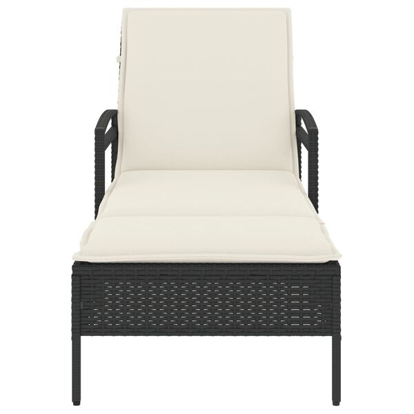 vidaXL liggestol med hynde 63x200x81 cm polyrattan sort
