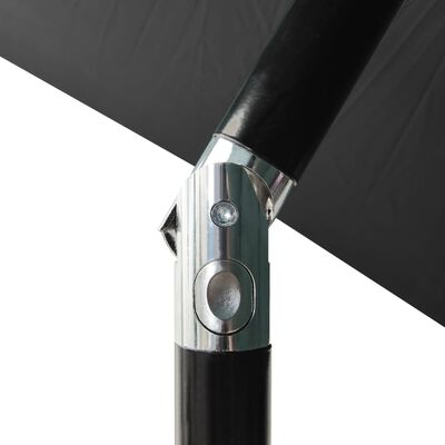 vidaXL parasol med stålstand og LED-lys 2x3 m antracitgrå