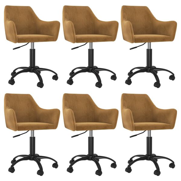 vidaXL drejelige spisebordsstole 6 stk. velour brun