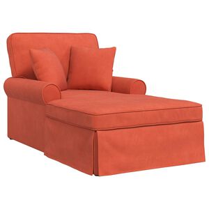 vidaXL Chaise lounge med volant 3 stk. R&oslash;d orange Velourstof