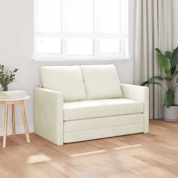 vidaXL Sovesofa 122cm Creme Fl&oslash;jl