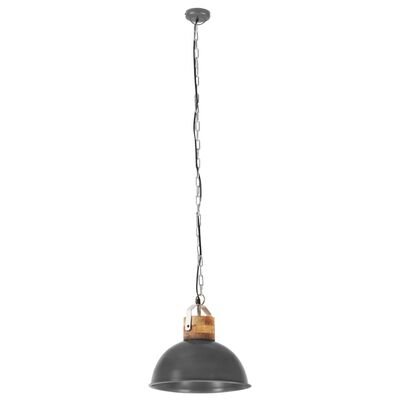 vidaXL industriel hængelampe 32 cm rund E27 massivt mangotræ grå