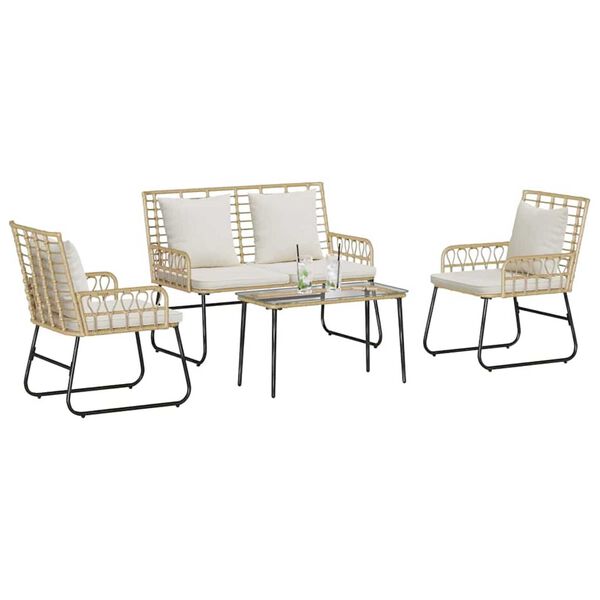 vidaXL Havemøbel Sæt med pude 4 pcs Sort og Anthracit polyrattan