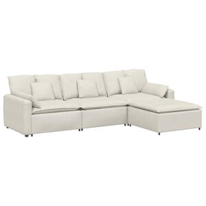 vidaXL modulsofa med fodskammel og hynder cremefarvet