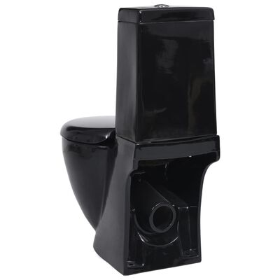 vidaXL keramisk toilet med afløb bagpå sort