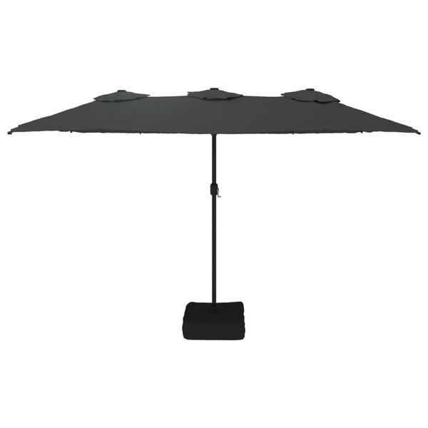 vidaXL parasol m. dobbelt parasoldug og LED-lys 449x265 cm antracitgrå
