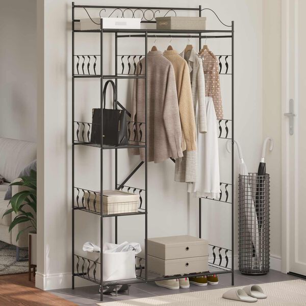 vidaXL &Aring;ben Garderobe med hylde Sort 100 x 43 x 188 cm St&aring;l