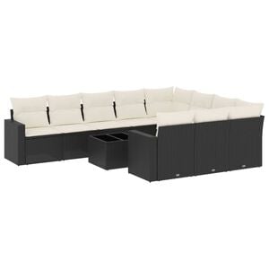 vidaXL sofas&aelig;t til haven 11 dele med hynder polyrattan sort