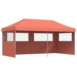 vidaXL foldbart pop-up festtelt med 3 sidev&aelig;gge terracotta