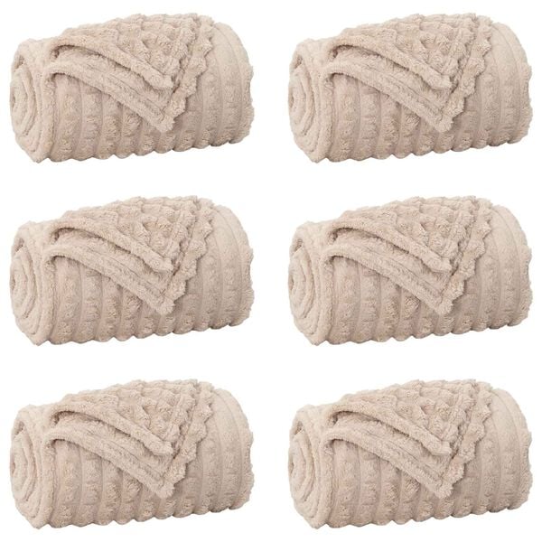 vidaXL Kastet&aelig;pper 6 pcs Beige 200 x 150 cm Fleece