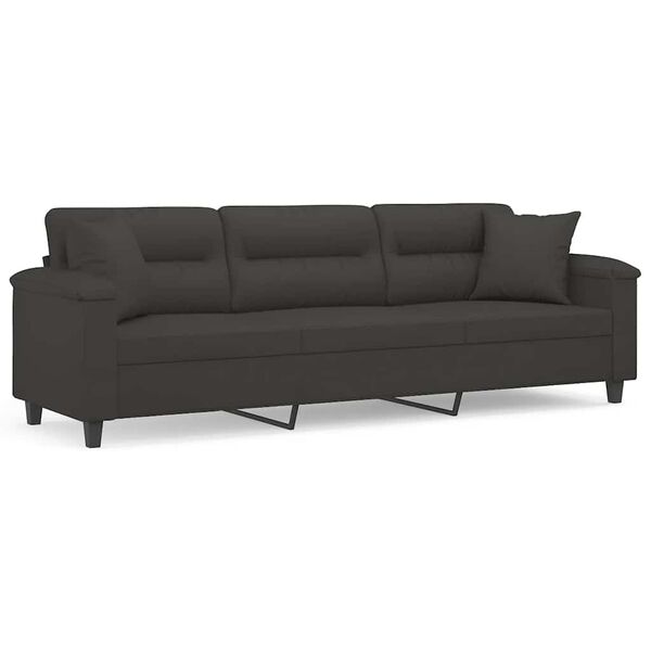 vidaXL 3-personers sofa m. puder hynder 210 cm mikrofiberstof m&oslash;rkegr&aring;