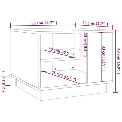 vidaXL sofabord 55x55x43 cm spånplade betongrå