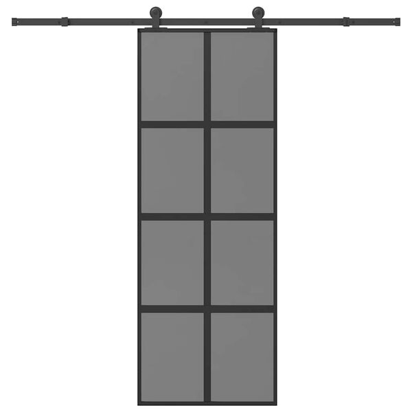 vidaXL skydedør med hardwaresæt 76x205 cm hærdet glas og aluminium