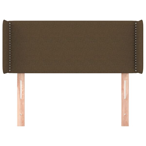 vidaXL sengegavl med kanter 83x16x78/128 cm stof m&oslash;rkebrun