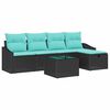 vidaXL Sofa S&aelig;t med pude med opbevaring 6 pcs Sort polyrattan