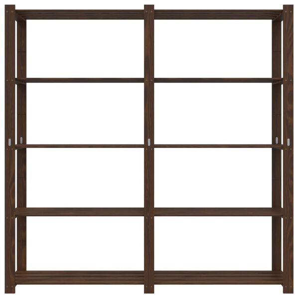 vidaXL opbevaringsreol 5 hylder 170x38x170 cm massivt fyrretr&aelig; brun