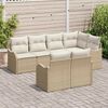 vidaXL Havesofa S&aelig;t med pude med opbevaring 7 pcs Beige Poly rattan