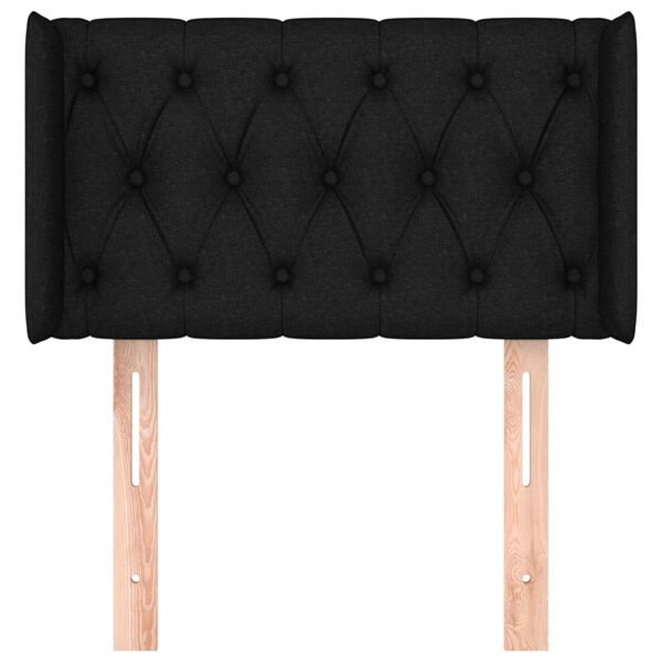 vidaXL sengegavl med kanter 83x16x78/128 cm stof sort