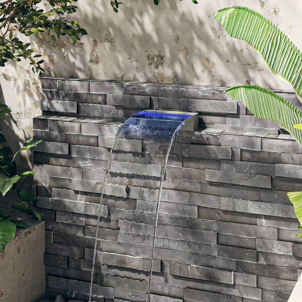 vidaXL vandfald med LED'er og RGB-farver 30 cm rustfrit stål