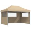 vidaXL foldbart pop-up festtelt med 3 sidev&aelig;gge beige
