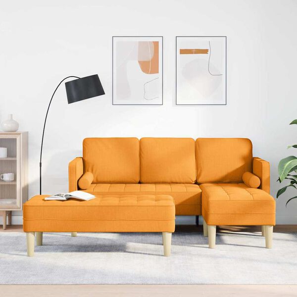 vidaXL Sofa S&aelig;t med pude 2 pcs M&oslash;rk Gul Polyester