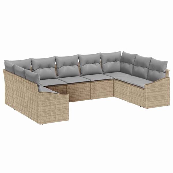 vidaXL Havesofa Sæt 9 pcs Beige Poly rattan