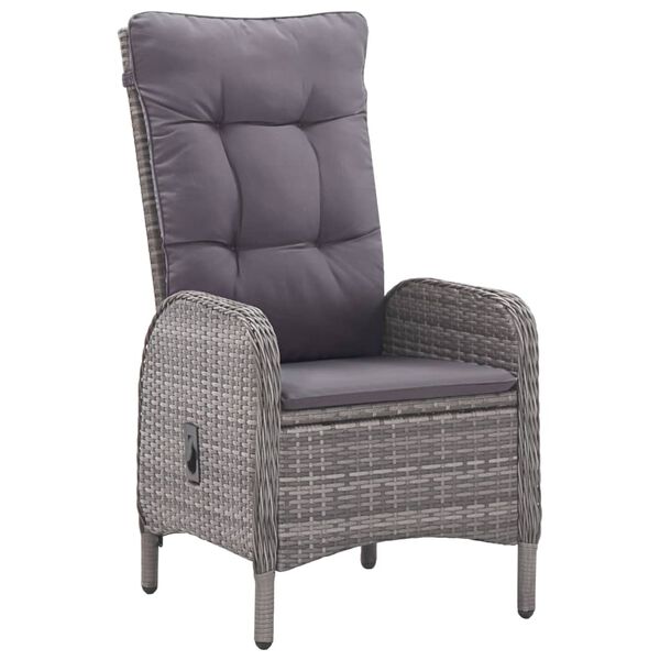 vidaXL bistrosæt til haven 3 dele polyrattan og glas grå