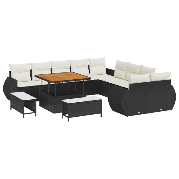 vidaXL Havesofa S&aelig;t 13 pcs Sort polyrattan