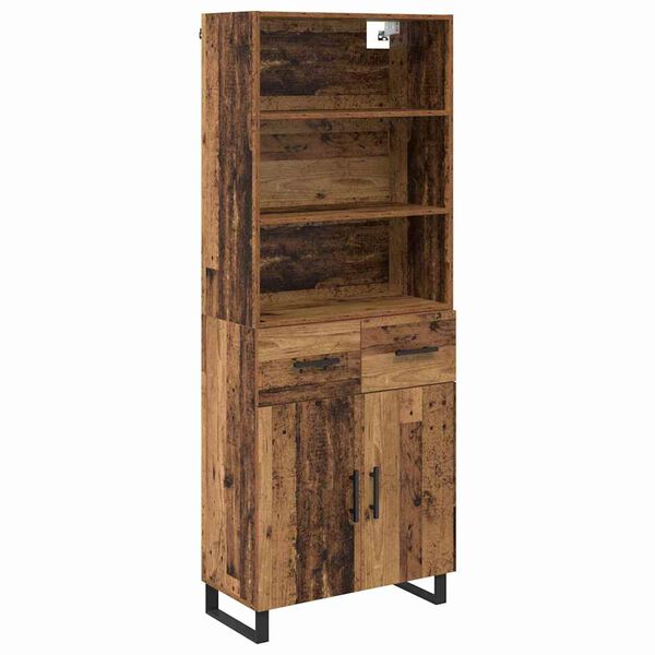 vidaXL Highboard Gammelt tr&aelig; 69,5 x 34 x 180 cm Konstrueret tr&aelig;