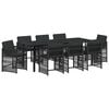 vidaXL Have Spisebordss&aelig;t 9 stk. Sort polyrattan