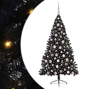 vidaXL Kunstig Forbelyst Juletr&aelig; med 300 LED'er Sort 180 cm PVC