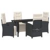 vidaXL Have Spisebordss&aelig;t 5 stk. Sort polyrattan