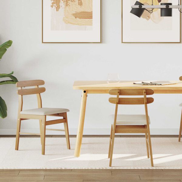 vidaXL Spisestuestol 2 pcs Naturlig og lys Massivt træ