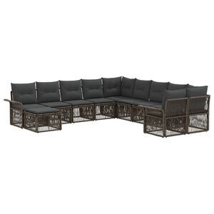 vidaXL Havesofa S&aelig;t 11 stk. Gr&aring; og M&oslash;rkegr&aring; polyrattan