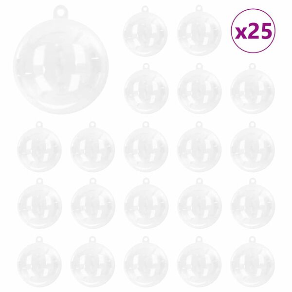 vidaXL Jule Kuglesæt 25 pcs Transparent Ø 10 cm