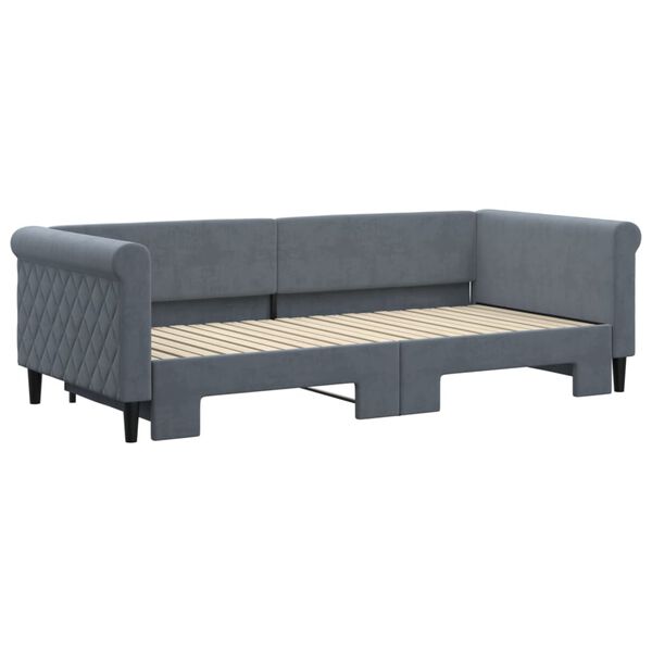 vidaXL daybed med udtræk 90x200 cm velour mørkegrå