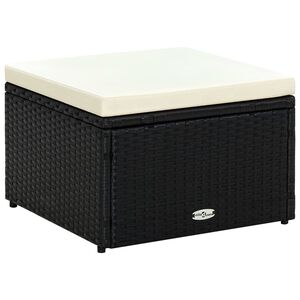 vidaXL fodskammel ottoman i polyrattan 53 x 53 x 30 cm sort