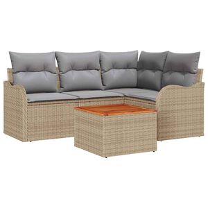 vidaXL Havesofa S&aelig;t med pude 5 pcs Beige polyrattan