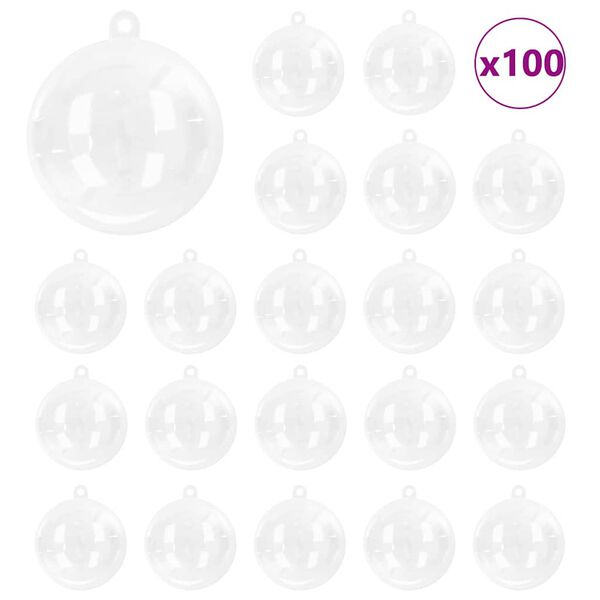 vidaXL Jule Kugles&aelig;t 100 pcs Transparent &Oslash; 10 cm