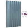 vidaXL tagplader 36 stk. 60x36 cm galvaniseret st&aring;l gr&aring;