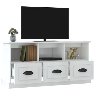 vidaXL tv-bord 100x35x50 cm konstrueret træ hvid højglans