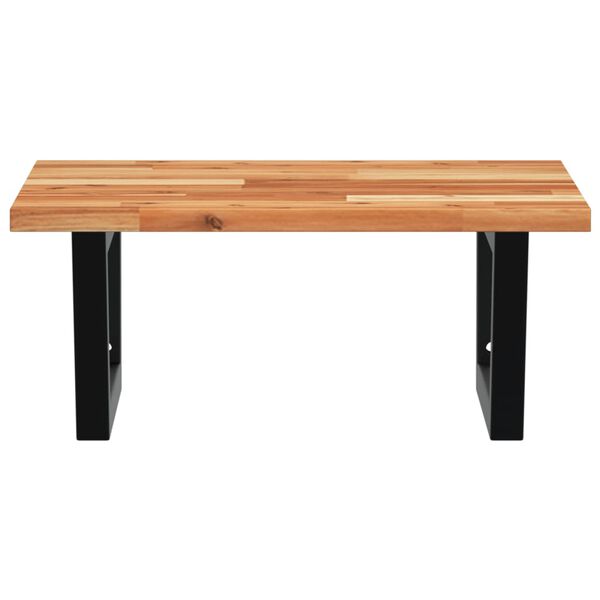 vidaXL væghængt badeværelseshylde stål og massivt akacietræ