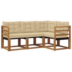 vidaXL Udend&oslash;rs sofagruppe med pude 4 pcs Naturlig og Beige