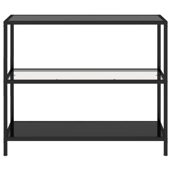 vidaXL reol 100x36x90 cm hærdet glas transparent og sort