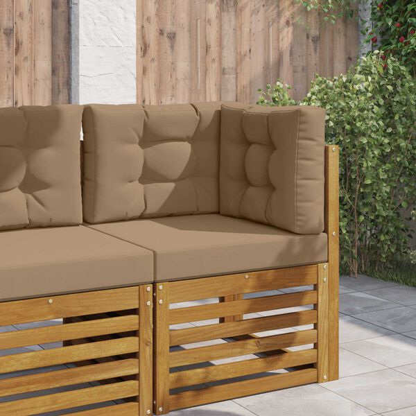 vidaXL Udend&oslash;rs Sofa Pude 3 pcs Gr&aring;brun Polyester