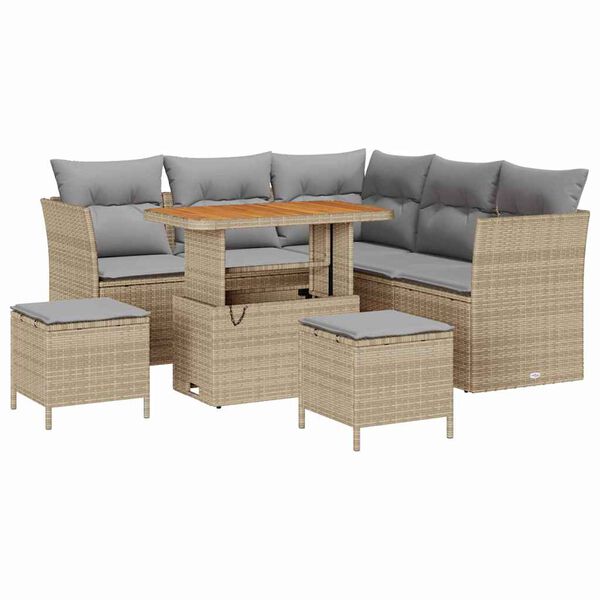 vidaXL Havesofa Sæt 8 pcs Beige polyrattan