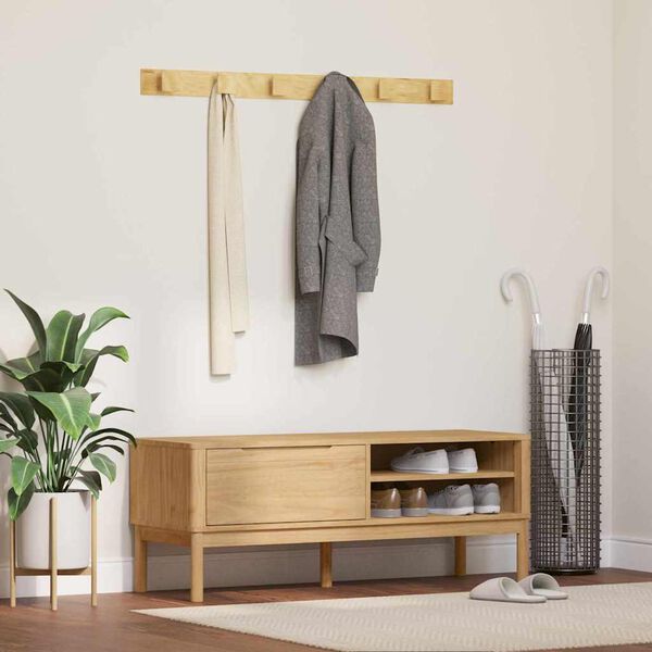 vidaXL Garderobeb&aelig;nk FLORO Voks brun 115 x 40 x 45 cm Massivt fyrretr&aelig;