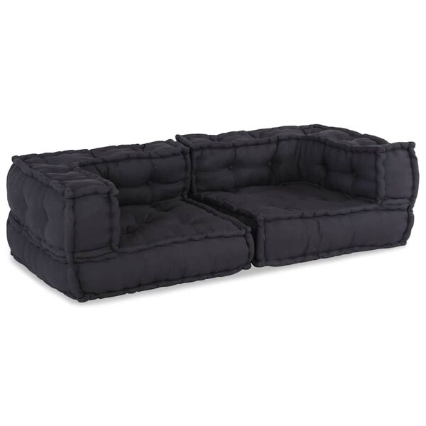 vidaXL 2-personers modulsofa stof 140x70x36 antracitgr&aring;