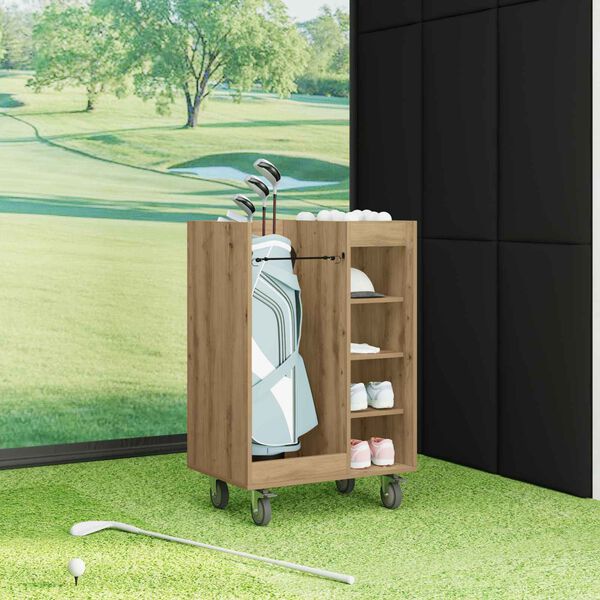 vidaXL Golf Skab med hjul Ensfarvet Artisan Egetr&aelig; 65 x 45 x 98 cm
